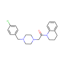 O=C(CN1CCN(Cc2ccc(Cl)cc2)CC1)N1CCCc2ccccc21 ZINC000022453005