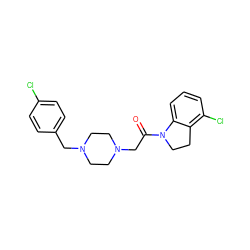 O=C(CN1CCN(Cc2ccc(Cl)cc2)CC1)N1CCc2c(Cl)cccc21 ZINC000022941227