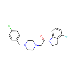 O=C(CN1CCN(Cc2ccc(Cl)cc2)CC1)N1CCc2c(F)cccc21 ZINC000022941234