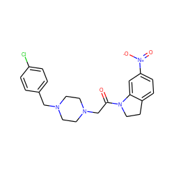 O=C(CN1CCN(Cc2ccc(Cl)cc2)CC1)N1CCc2ccc([N+](=O)[O-])cc21 ZINC000013860067