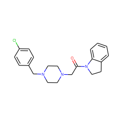 O=C(CN1CCN(Cc2ccc(Cl)cc2)CC1)N1CCc2ccccc21 ZINC000021763183