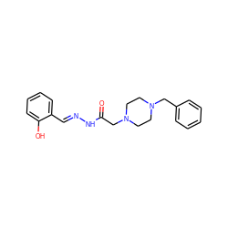 O=C(CN1CCN(Cc2ccccc2)CC1)N/N=C/c1ccccc1O ZINC000019800332