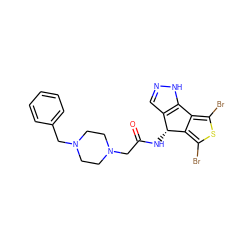 O=C(CN1CCN(Cc2ccccc2)CC1)N[C@@H]1c2cn[nH]c2-c2c(Br)sc(Br)c21 ZINC000103300427