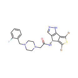 O=C(CN1CCN(Cc2ccccc2F)CC1)N[C@@H]1c2cn[nH]c2-c2c(Br)sc(Br)c21 ZINC000103300442