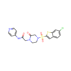 O=C(CN1CCN(S(=O)(=O)c2cc3ccc(Cl)cc3s2)CC1=O)Nc1ccncc1 ZINC000029414501