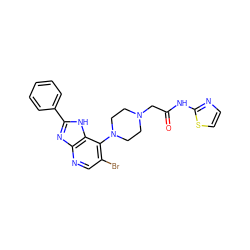 O=C(CN1CCN(c2c(Br)cnc3nc(-c4ccccc4)[nH]c23)CC1)Nc1nccs1 ZINC000049035220