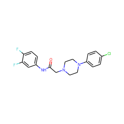 O=C(CN1CCN(c2ccc(Cl)cc2)CC1)Nc1ccc(F)c(F)c1 ZINC000058139169