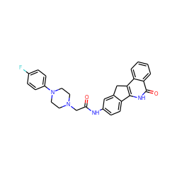 O=C(CN1CCN(c2ccc(F)cc2)CC1)Nc1ccc2c(c1)Cc1c-2[nH]c(=O)c2ccccc12 ZINC000013652905