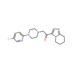 O=C(CN1CCN(c2ccc(F)cn2)CC1)c1cnc2n1CCCC2 ZINC000096258487