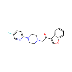 O=C(CN1CCN(c2ccc(F)cn2)CC1)c1coc2ccccc12 ZINC000096258491