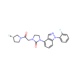 O=C(CN1CCN(c2cccc3c2cnn3-c2ccccc2F)C1=O)N1CC[C@H](F)C1 ZINC000653841675