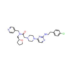 O=C(CN1CCN(c2ccnc(NCCc3ccc(Cl)cc3)n2)CC1)N(Cc1ccncc1)C[C@@H]1CCCO1 ZINC000071388877