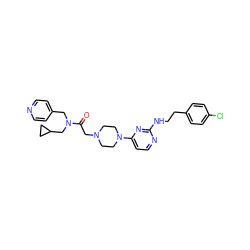 O=C(CN1CCN(c2ccnc(NCCc3ccc(Cl)cc3)n2)CC1)N(Cc1ccncc1)CC1CC1 ZINC000071329665