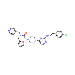 O=C(CN1CCN(c2ccnc(NCCc3ccc(Cl)cc3)n2)CC1)N(Cc1ccncc1)Cc1ccco1 ZINC000071318499