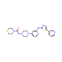 O=C(CN1CCN(c2ccnc(Nc3ncc(-c4cccnc4)s3)c2)CC1)N1CCOCC1 ZINC000084602340