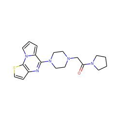 O=C(CN1CCN(c2nc3ccsc3n3cccc23)CC1)N1CCCC1 ZINC000013755954