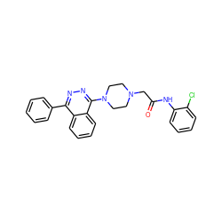 O=C(CN1CCN(c2nnc(-c3ccccc3)c3ccccc23)CC1)Nc1ccccc1Cl ZINC000653779541