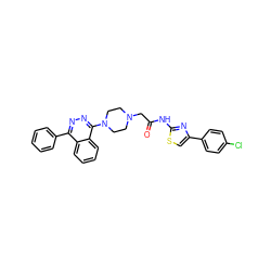 O=C(CN1CCN(c2nnc(-c3ccccc3)c3ccccc23)CC1)Nc1nc(-c2ccc(Cl)cc2)cs1 ZINC000653692112