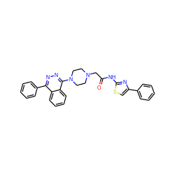 O=C(CN1CCN(c2nnc(-c3ccccc3)c3ccccc23)CC1)Nc1nc(-c2ccccc2)cs1 ZINC000653690015