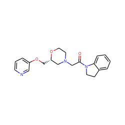 O=C(CN1CCO[C@@H](COc2cccnc2)C1)N1CCc2ccccc21 ZINC000205504034