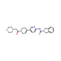 O=C(CN1CCOCC1)N1CC=C(c2ccc(NC(=O)N3Cc4ccccc4C3)nc2)CC1 ZINC000166911531