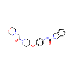 O=C(CN1CCOCC1)N1CCC(Oc2ccc(NC(=O)N3Cc4ccccc4C3)cc2)CC1 ZINC000167029673