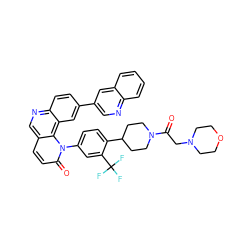 O=C(CN1CCOCC1)N1CCC(c2ccc(-n3c(=O)ccc4cnc5ccc(-c6cnc7ccccc7c6)cc5c43)cc2C(F)(F)F)CC1 ZINC000072148888