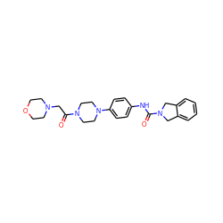 O=C(CN1CCOCC1)N1CCN(c2ccc(NC(=O)N3Cc4ccccc4C3)cc2)CC1 ZINC000165897956