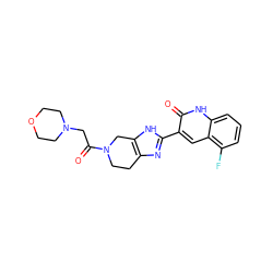 O=C(CN1CCOCC1)N1CCc2nc(-c3cc4c(F)cccc4[nH]c3=O)[nH]c2C1 ZINC000084617794