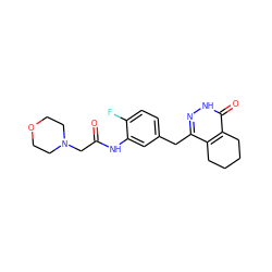 O=C(CN1CCOCC1)Nc1cc(Cc2n[nH]c(=O)c3c2CCCC3)ccc1F ZINC000139593545