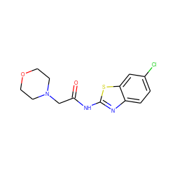 O=C(CN1CCOCC1)Nc1nc2ccc(Cl)cc2s1 ZINC000026441339