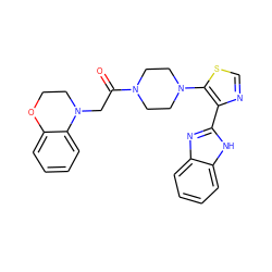 O=C(CN1CCOc2ccccc21)N1CCN(c2scnc2-c2nc3ccccc3[nH]2)CC1 ZINC000143731305