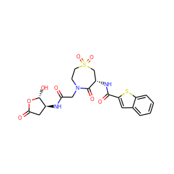 O=C(CN1CCS(=O)(=O)C[C@H](NC(=O)c2cc3ccccc3s2)C1=O)N[C@H]1CC(=O)O[C@@H]1O ZINC000036092997