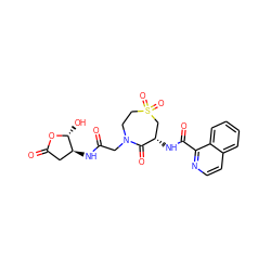 O=C(CN1CCS(=O)(=O)C[C@H](NC(=O)c2nccc3ccccc23)C1=O)N[C@H]1CC(=O)O[C@@H]1O ZINC000036092999