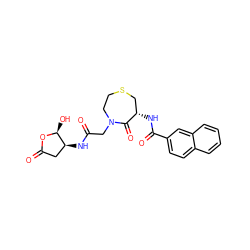 O=C(CN1CCSC[C@H](NC(=O)c2ccc3ccccc3c2)C1=O)N[C@H]1CC(=O)O[C@H]1O ZINC000003949863