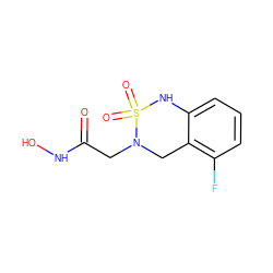 O=C(CN1Cc2c(F)cccc2NS1(=O)=O)NO ZINC000013530609