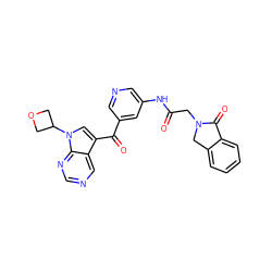 O=C(CN1Cc2ccccc2C1=O)Nc1cncc(C(=O)c2cn(C3COC3)c3ncncc23)c1 ZINC000169707781