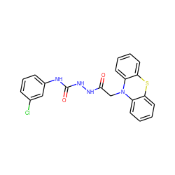 O=C(CN1c2ccccc2Sc2ccccc21)NNC(=O)Nc1cccc(Cl)c1 ZINC000001034211