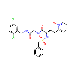 O=C(CNC(=O)[C@@H](CCc1cccc[n+]1[O-])NS(=O)(=O)Cc1ccccc1)NCc1cc(Cl)ccc1Cl ZINC000028706100