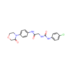 O=C(CNC(=O)Nc1ccc(Cl)cc1)Nc1ccc(N2CCOCC2=O)cc1 ZINC000027211716