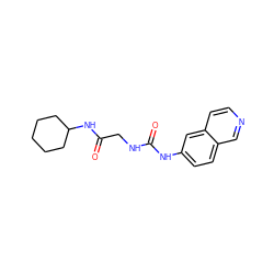 O=C(CNC(=O)Nc1ccc2cnccc2c1)NC1CCCCC1 ZINC000556668729