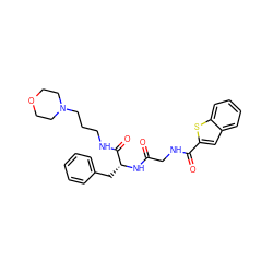 O=C(CNC(=O)c1cc2ccccc2s1)N[C@H](Cc1ccccc1)C(=O)NCCCN1CCOCC1 ZINC000028711590