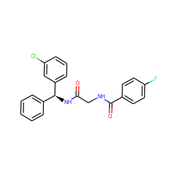 O=C(CNC(=O)c1ccc(F)cc1)N[C@@H](c1ccccc1)c1cccc(Cl)c1 ZINC000040404529