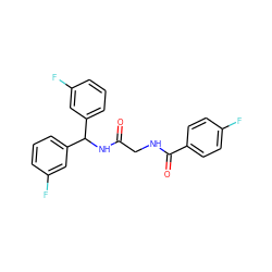 O=C(CNC(=O)c1ccc(F)cc1)NC(c1cccc(F)c1)c1cccc(F)c1 ZINC000040916306