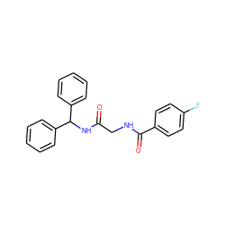 O=C(CNC(=O)c1ccc(F)cc1)NC(c1ccccc1)c1ccccc1 ZINC000016636899