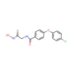 O=C(CNC(=O)c1ccc(Oc2ccc(Cl)cc2)cc1)NO ZINC000028526080