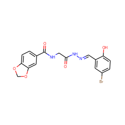 O=C(CNC(=O)c1ccc2c(c1)OCO2)N/N=C/c1cc(Br)ccc1O ZINC000003034103