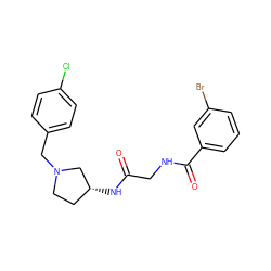 O=C(CNC(=O)c1cccc(Br)c1)N[C@@H]1CCN(Cc2ccc(Cl)cc2)C1 ZINC000003638828