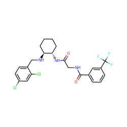 O=C(CNC(=O)c1cccc(C(F)(F)F)c1)N[C@H]1CCCC[C@@H]1NCc1ccc(Cl)cc1Cl ZINC000029135696