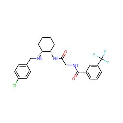 O=C(CNC(=O)c1cccc(C(F)(F)F)c1)N[C@H]1CCCC[C@H]1NCc1ccc(Cl)cc1 ZINC000029136315